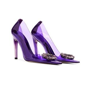 🔥Good American Cinderella Jeweled Stiletto Pumps Purple